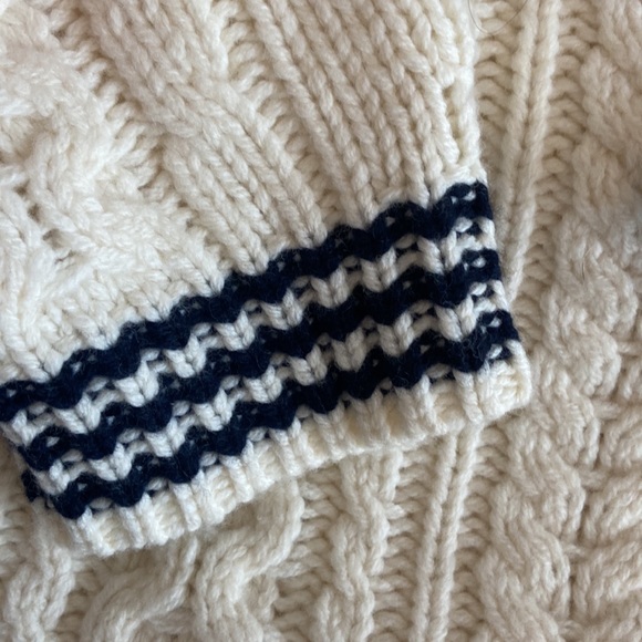 NWT ivory/navy RAG & BONE Brighton Aran sweater - Picture 5 of 10